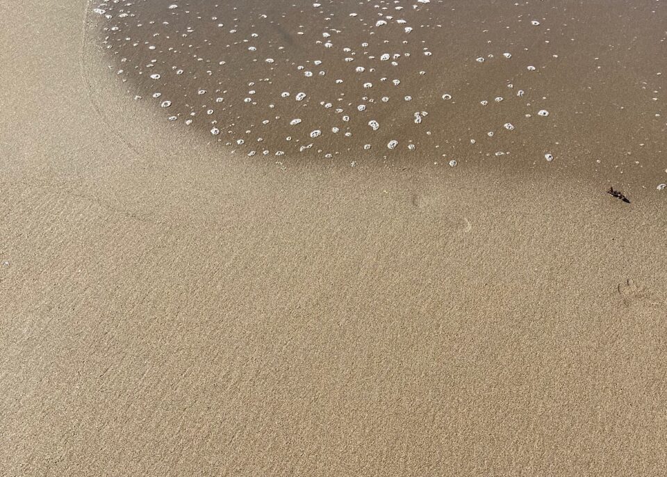 浜辺の砂と海の潮がひいた跡
